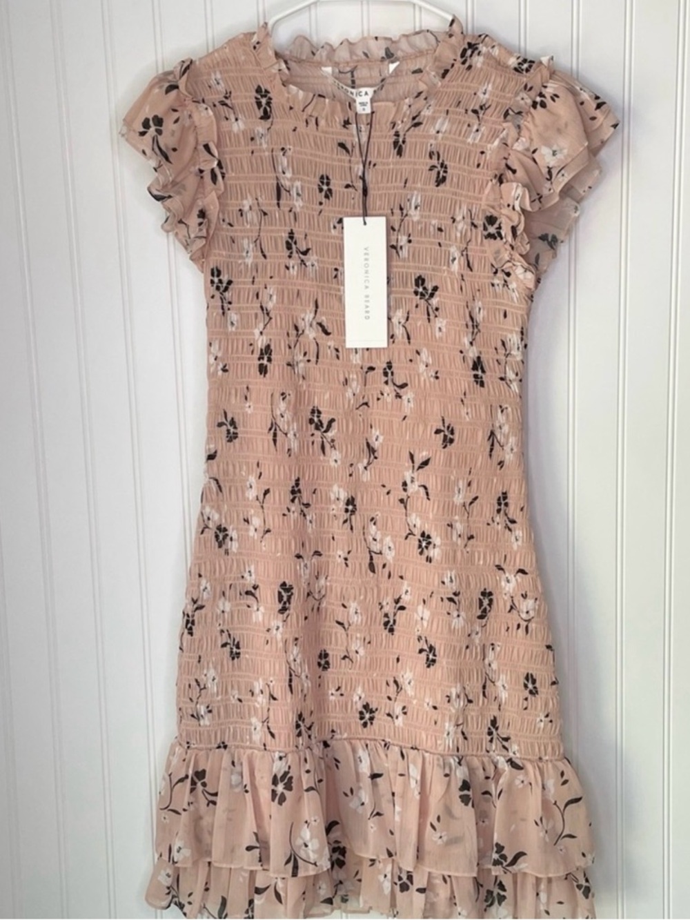 Veronica Beard Pink Cici Smocking Dress NWT Size 0 Blush Floral